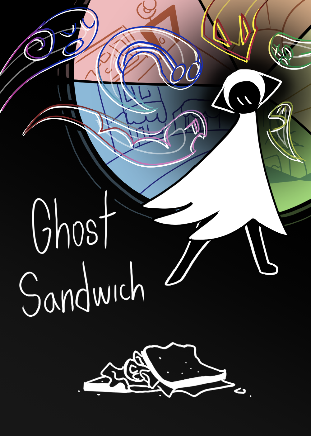 The Ghost Sandwich poster showing an Eye staring at a sandwich dropped on the ground.
